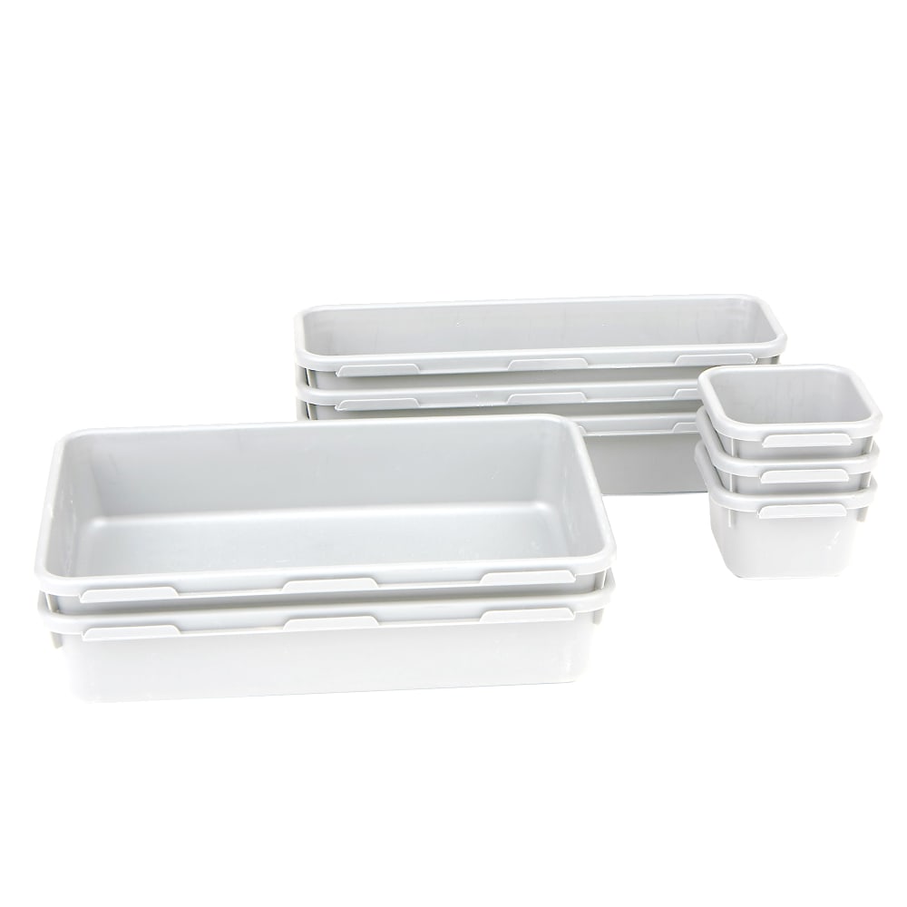 Mind Reader 8-Piece Interlocking Multi-Purpose Storage Organizer, 3-37/50inH x 6-1/2inW x 9-1/4inD, Gray MPN:8INTBOX-WHT