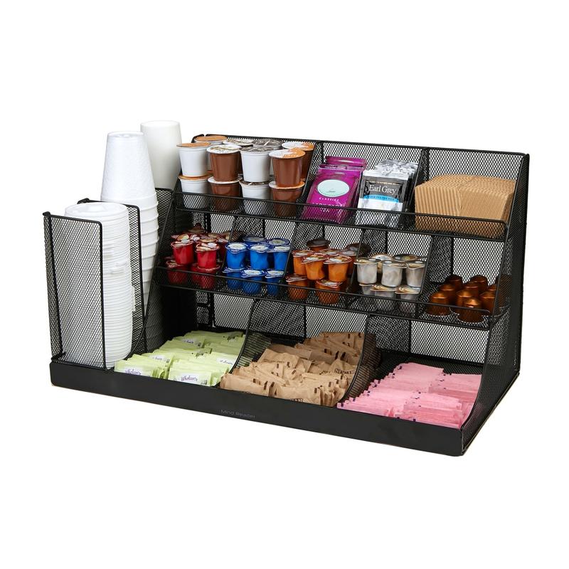 Mind Reader Countertop Organizer, 3-Tier Desktop Storage Rack, 12-1/2inH x 11-1/2inW x 23-3/4inL Black MPN:CMG2MESH-BLK