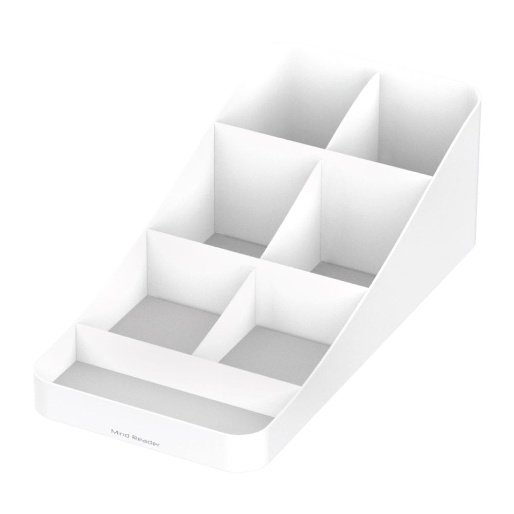 Mind Reader 7-Compartment Coffee Condiment Organizer, 5-1/4inH x 15-1/2inW x 7-1/4inD, White MPN:COMP7-WHT