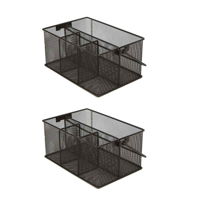 Mind Reader Utensil Accessory Caddy Countertop Utensil Organizer, 5inH x 7inW x 7inD, Black, Set of 2 MPN:2MESHBASK-BLK