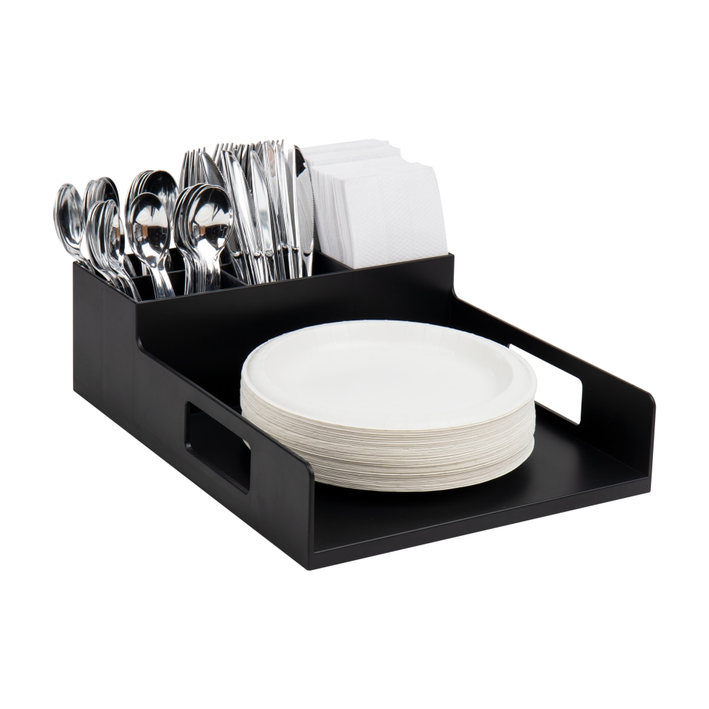 Mind Reader Utensil Napkin & Plate Holder, 4-1/2inH x 15-1/4inW x 11-1/4inD, Black MPN:PSNAPUT-BLK