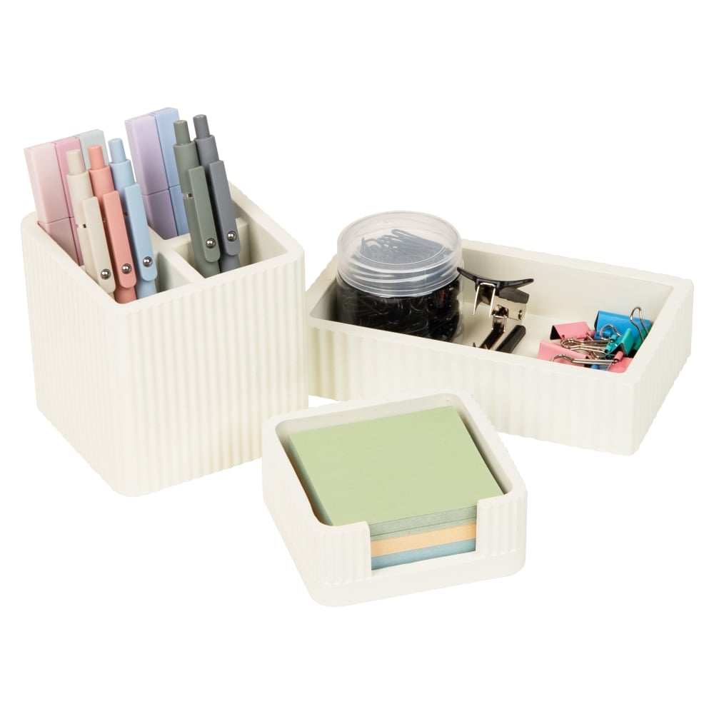 Mind Reader 3-Piece Cement Desk Organizer Set, Cream MPN:CEM3PC-CRM