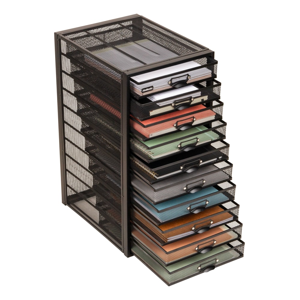Mind Reader File Storage Drawers Multi-Purpose Desk Organizer, 21-1/4inH x 14inW x 10-3/4inD, Black MPN:10CABMESH-BLK