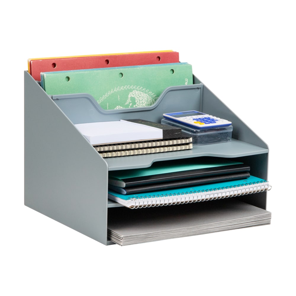 Mind Reader Desktop Organizer, 9-1/2inH x 11-3/4inW x 12-1/2inD, Gray MPN:ANCHBOX5-GRY