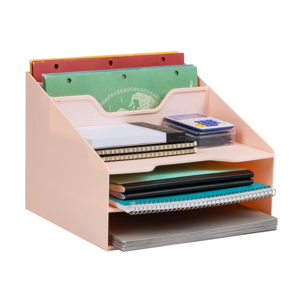 Mind Reader Desktop Organizer, 9-1/2inH x 11-3/4inW x 12-1/2inD, Pink MPN:ANCHBOX5-PNK