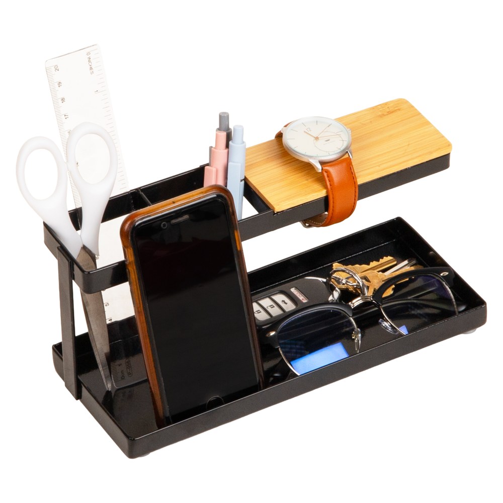 Mind Reader Desktop Dock Tray Organizer, 4-1/2inH x 4inW x 9-3/4inD, Black, Total Qty 1 MPN:CATCHTRAY-BLK