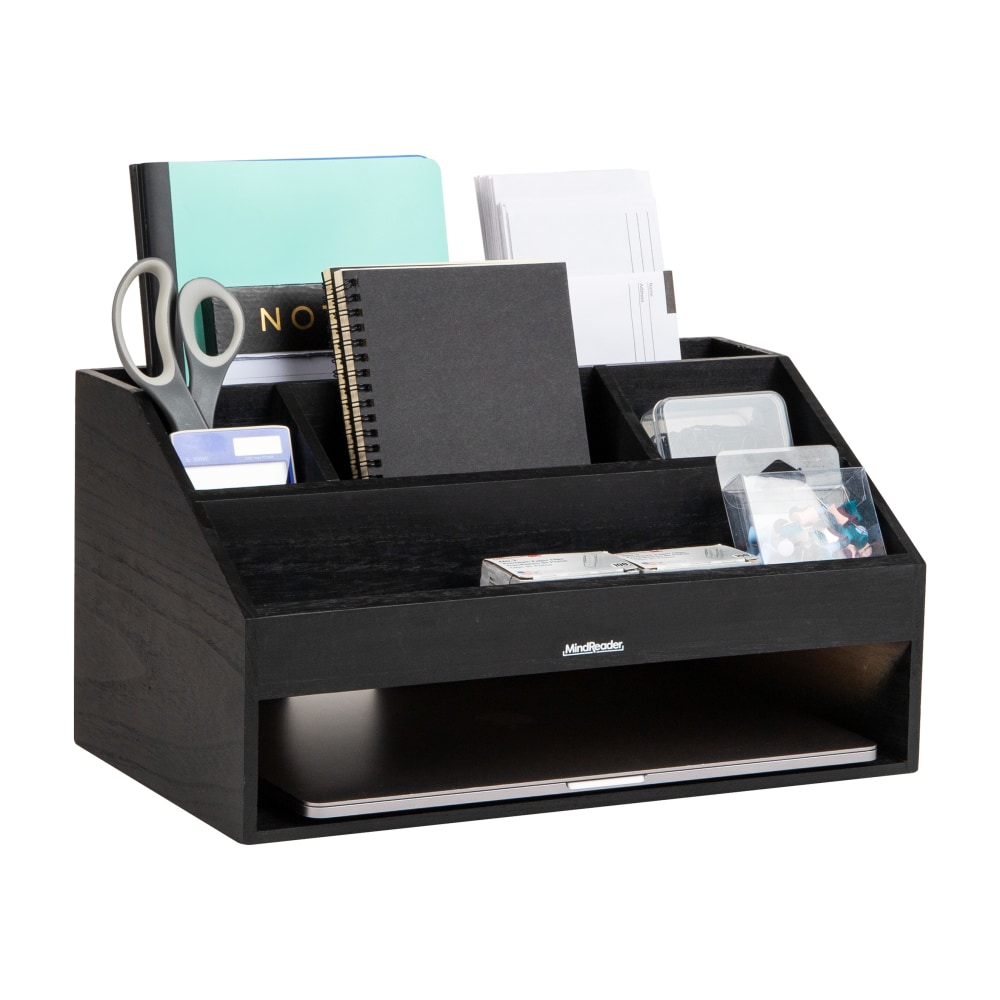 Mind Reader Desk Organizer, 8-1/2inH x 9-1/2inW x 16-1/4inD, Black MPN:DESKCOMP-BLK