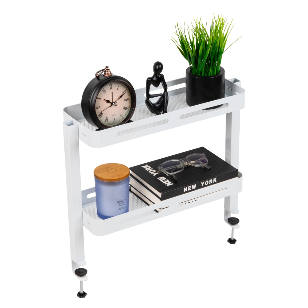 Mind Reader 2-Tier Desk Organizer With Clamp/Accessory Shelf, 15-1/2inH x 5-3/4inW x 18-1/4inD, White MPN:DESX2T-WHT