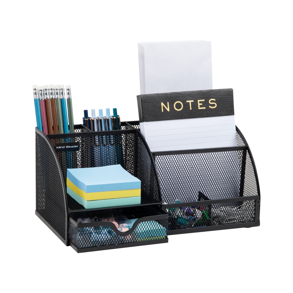 Mind Reader 7-Compartment Desktop Organizer, 5-1/4inH x 5-1/2inW x 11inD, Black MPN:JOEORG-BLK