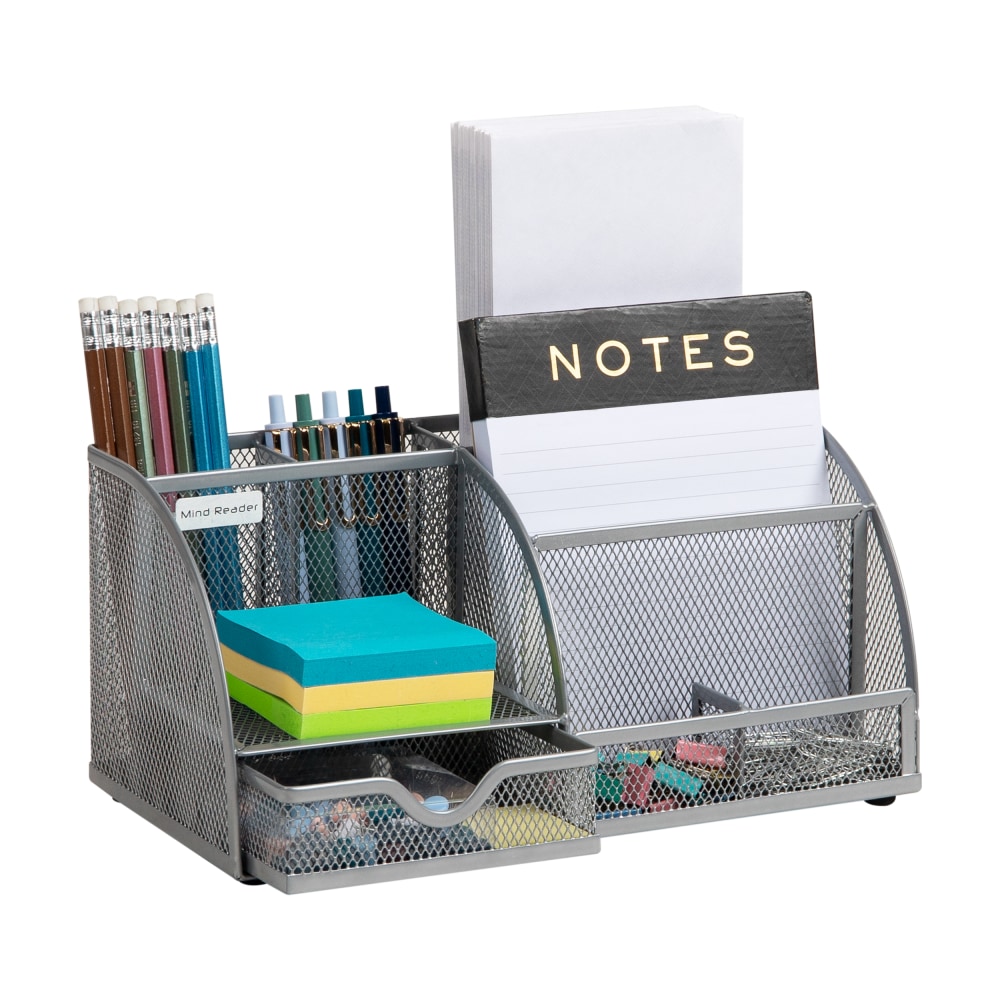 Mind Reader 7-Compartment Desktop Organizer, 5-1/4inH x 5-1/2inW x 11inD, Silver MPN:JOEORG-SIL