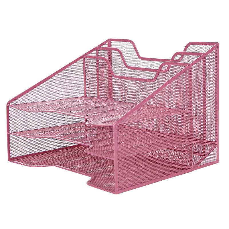 Mind Reader Desktop Vertical Paper Tray Organizer, 9-1/2in H x 11-1/2in W x 12-1/2in D, Pink MPN:MESHBOX5-PNK
