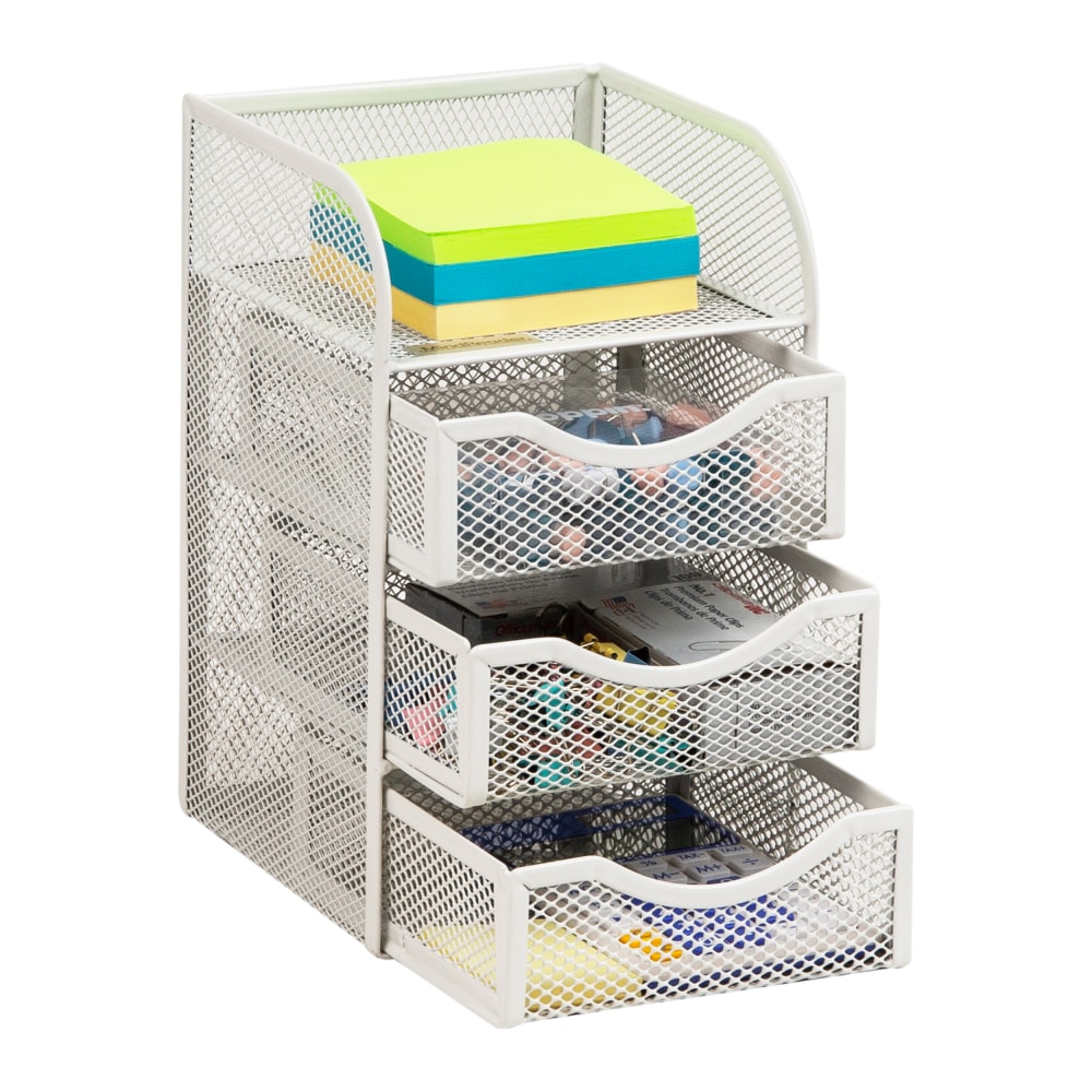 Mind Reader Mini Desk Office Supplies Organizer, 8inH x 5inW x 4-3/4inD, White MPN:MESHMINI-WHT