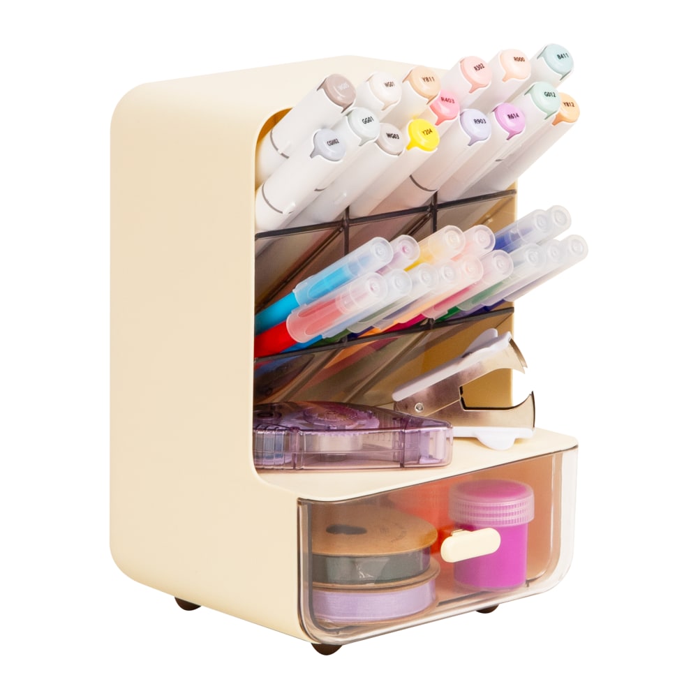 Mind Reader 6-Compartment Compact Craft Supply Organizer, 8-1/4inH x 5-1/4inW x 5-5/8inD, White, Total Qty 1 MPN:MINI-WHT