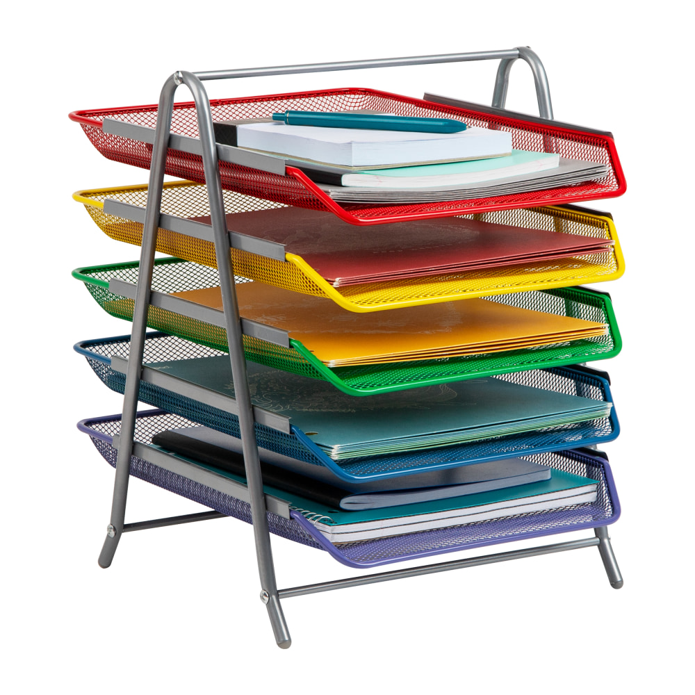 Mind Reader 5-Tier Paper Tray Desktop Organizer Metal Mesh, 15inH x 14inW x 11-3/4in L, Multi MPN:5TPAPER-ASST