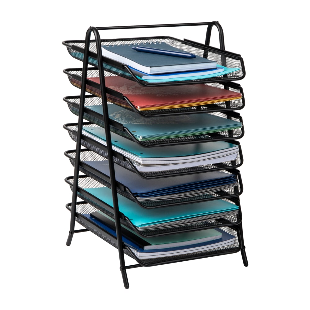 Mind Reader 7-Tier Paper Tray, Metal Mesh, 20inH x 13-3/4inW x 11-3/4in L, Black MPN:7TPAPER-BLK