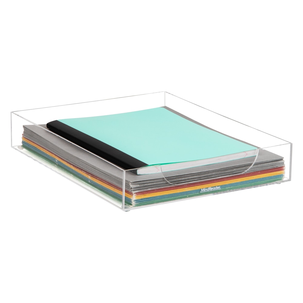 Mind Reader Acrylic Paper Tray Desktop Organizer, 2inH x 12-1/2inW x 10-1/4inD, Clear MPN:ATRAY-CLR
