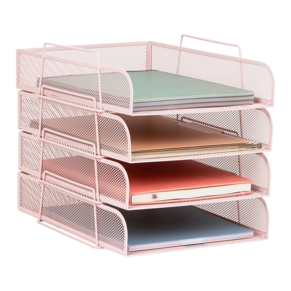 Mind Reader Metal Stackable Paper Tray Desktop Organizer, 11-1/4inH x 13-1/2inW x 10-1/2 D