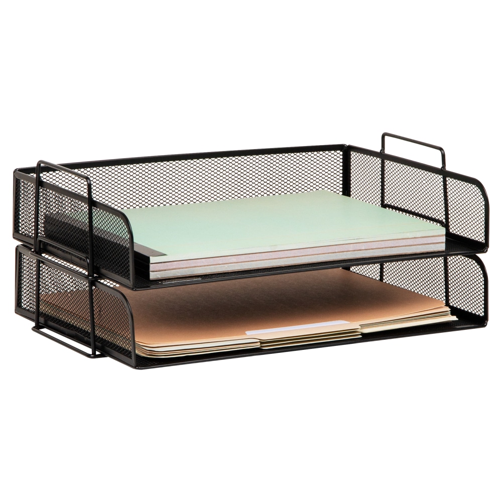 Mind Reader Stackable Paper Tray Desktop Organizer, 6-1/4inH x 9-3/4inW x 13-1/4inD, Black MPN:DSTACK2-BLK