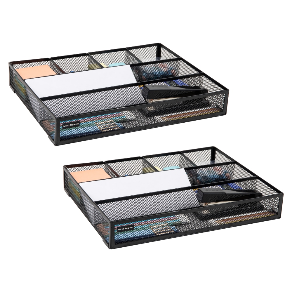Mind Reader Drawer Organizer Utensil Organizer Desk Organizer, 2-1/4inH x 12inW x 15in L, Black, Set of 2 Organizers MPN:2DEER-BLK