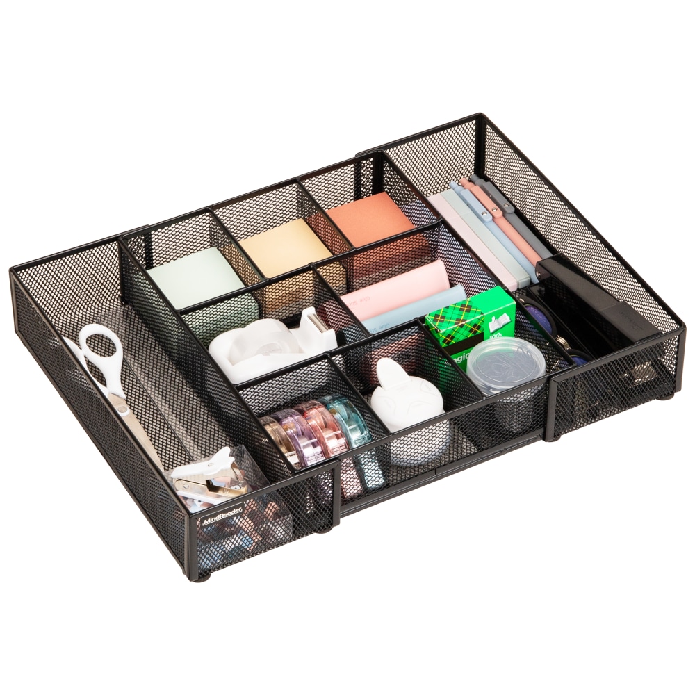 Mind Reader Expandable Mesh Desk Drawer Organizer, 2-3/4inH x 12inW x 17-1/8inD, Black, Total Qty 1 MPN:DEERX-BLK