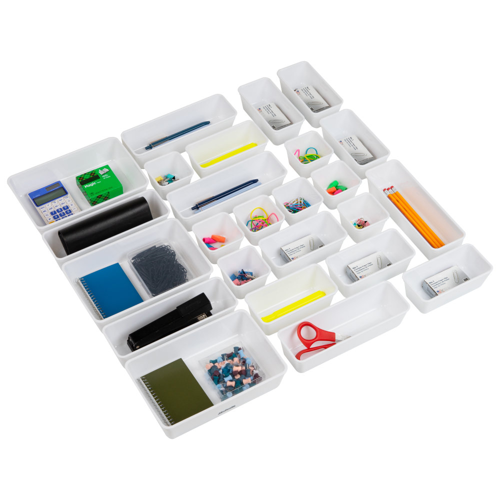 Mind Reader 25-Piece Drawer Organizer Set, White MPN:DRORG25-WHT