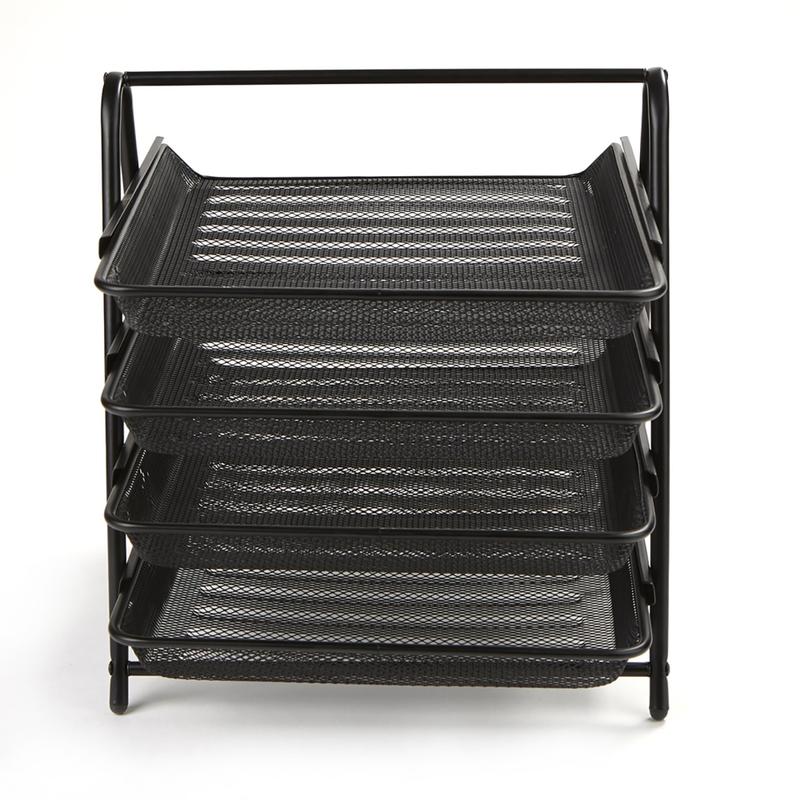 Mind Reader 4-Tier Desktop Organizer Paper Tray, 12-1/2inH x 13-3/4inW x 11-3/4inD, Black MPN:4TPAPER-BLK