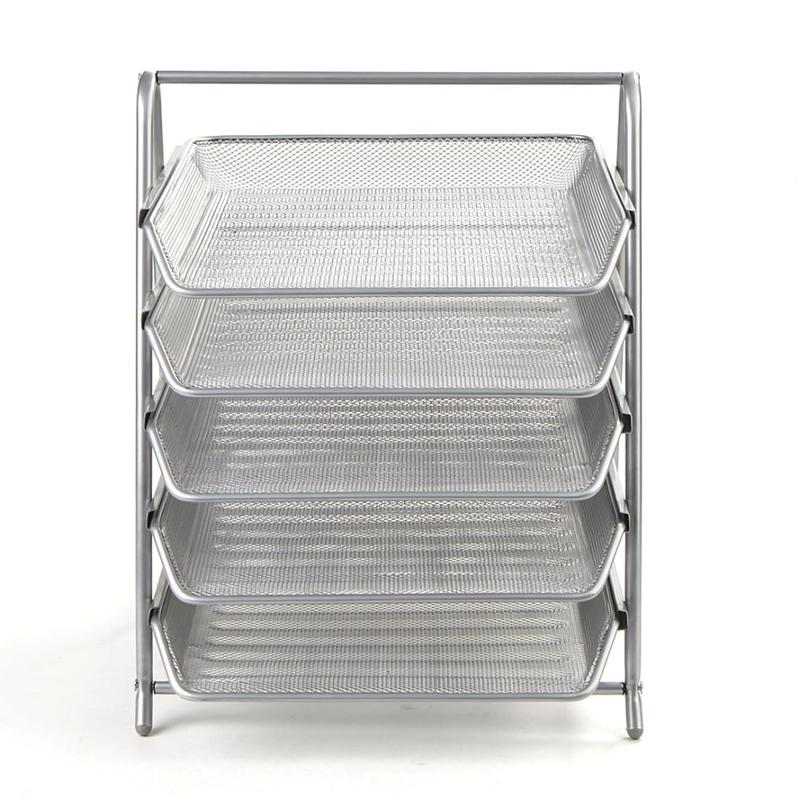 Mind Reader 4-Tier Desktop Organizer Paper Tray, 12-1/2inH x 13-3/4inW x 11-3/4inD, Silver MPN:4TPAPER-SIL