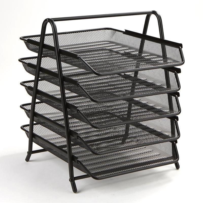 Mind Reader 5-Tier Paper Tray Desktop Organizer Metal Mesh, 15inH x 14inW x 11-3/4in L, Black MPN:5TPAPER-BLK
