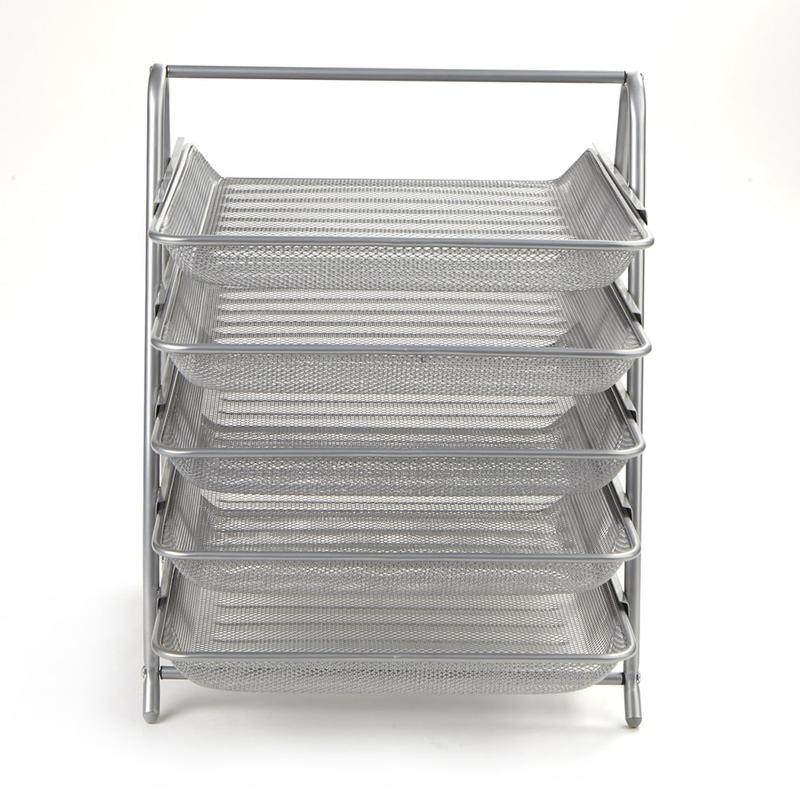 Mind Reader 5-Tier Paper Tray Desktop Organizer Metal Mesh, 15inH x 14inW x 11-3/4in L, Silver MPN:5TPAPER-SIL