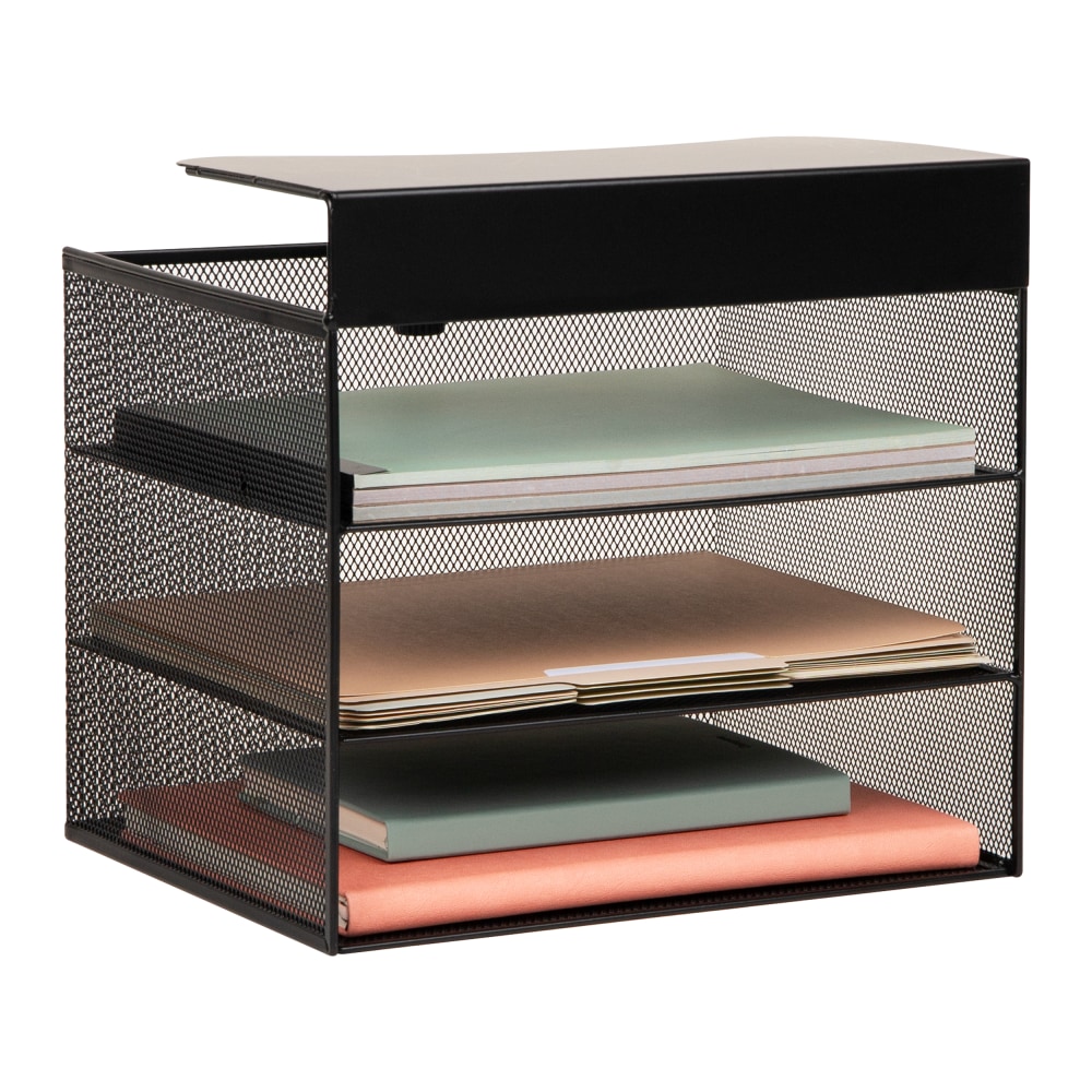 Mind Reader Slide-On Under Desk File Organizer, 11-1/2inH x 9-3/4inW x 12inD, Black MPN:HUDESK-BLK