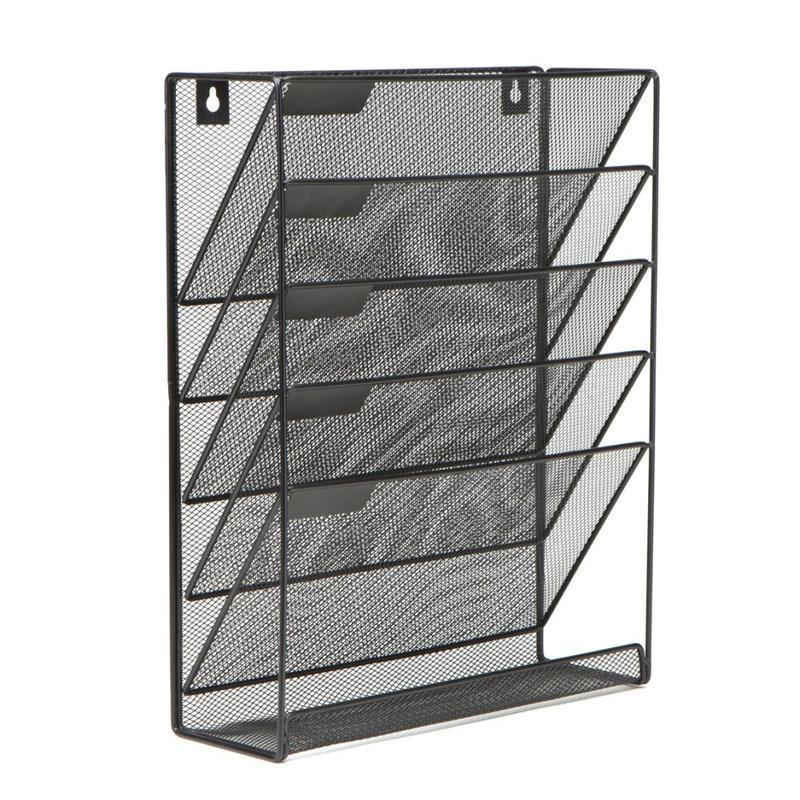 Mind Reader 5-Tier Vertical File Storage Basket, 16inH x 4in W x 12-3/4in D, Black MPN:MAGSTACK-BLK