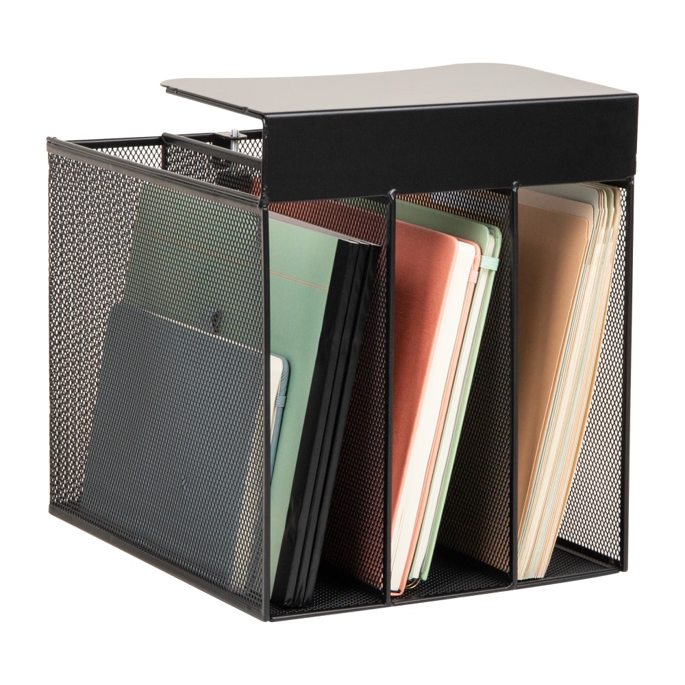 Mind Reader Slide-On Under Desk File Organizer, 11-1/2inH x 12inW x 9-3/4inD, Black MPN:VUDESK-BLK