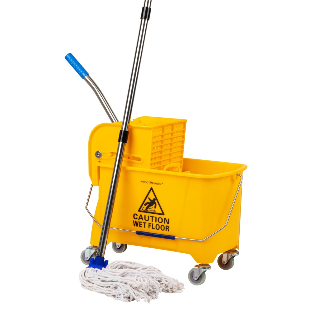 Mind Reader Bucket With Wringer And Mop Set, 22 Qt, Yellow MPN:WWMOP20-YLW
