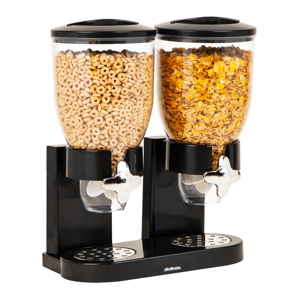 Mind Reader Double Cereal Dispenser For Countertops, 16-1/4inH x 7-1/2inW x 12-3/4inD, Black MPN:CEREALD2-BLK