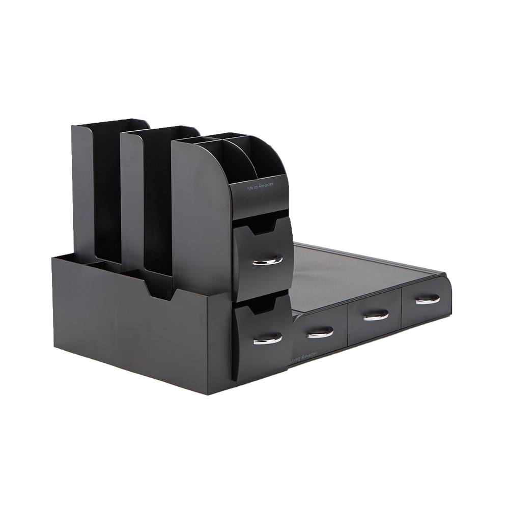 Mind Reader Single Serve Coffee Pod Drawer and Cup Condiment Set, 2 Pcs, 11-3/20inH x 11-1/4inW x 5-7/20inD, Black MPN:CMB02-BLK