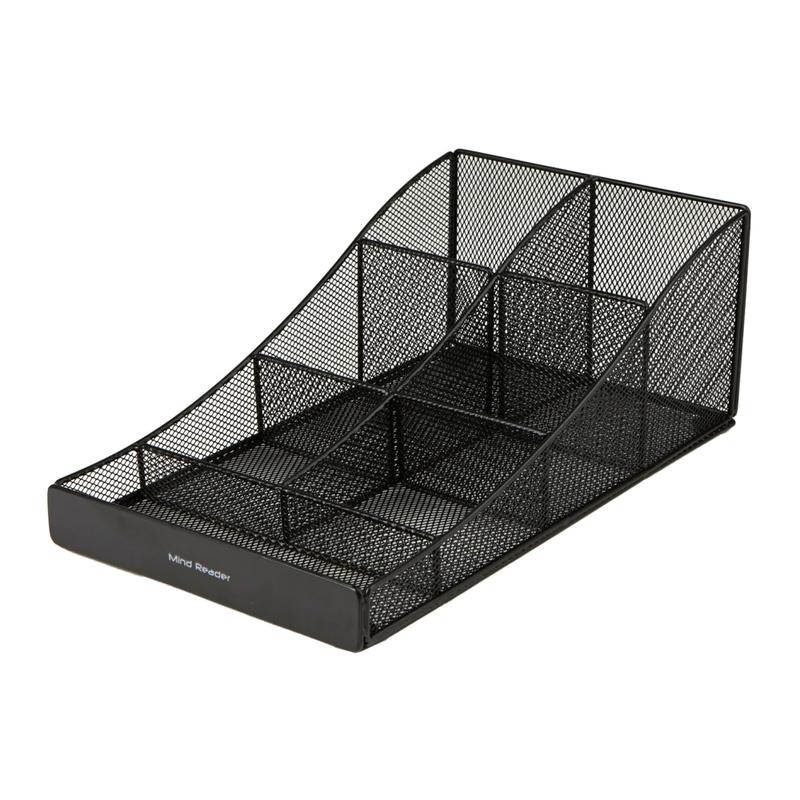 Mind Reader Countertop Organizer, Office Breakroom Supply Caddy, Desktop Organizer 5 1/4inH x 8-1/2inW x 14-1/2inD, Black MPN:COMP7MESH-BLK