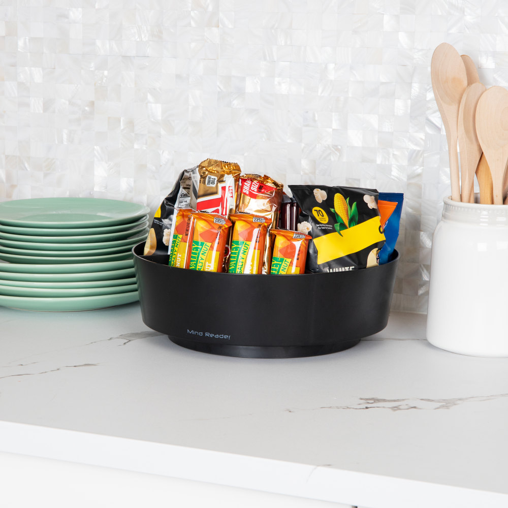 Mind Reader Snack Carousel Countertop Organizer Condiment Holder, 4inH x 12inW x 12inL, Black MPN:LAZSNACK-BLK