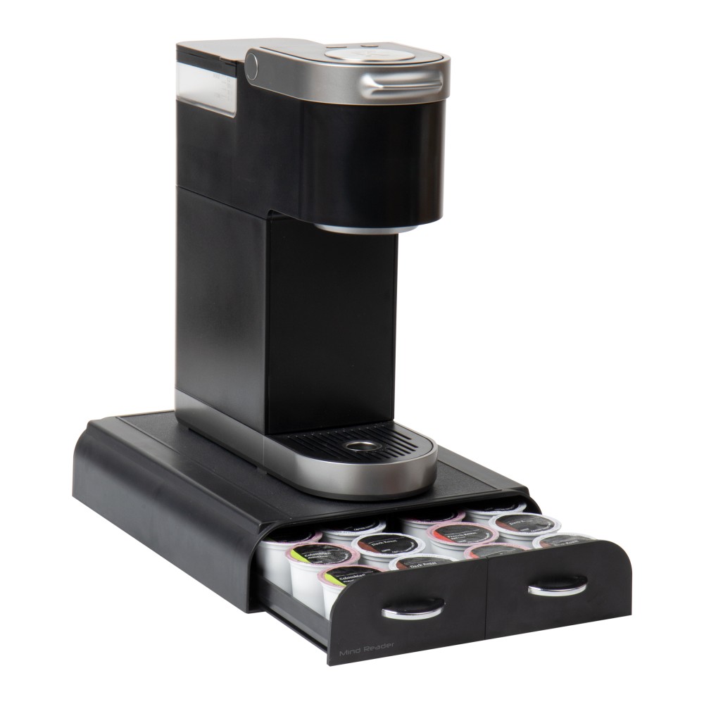 Mind Reader 2-Drawer Single Serve Coffee Pod Drawer, 2-1/2inH x 12-1/4inW x 9-1/2inD, Black MPN:TRY2DR-BLK