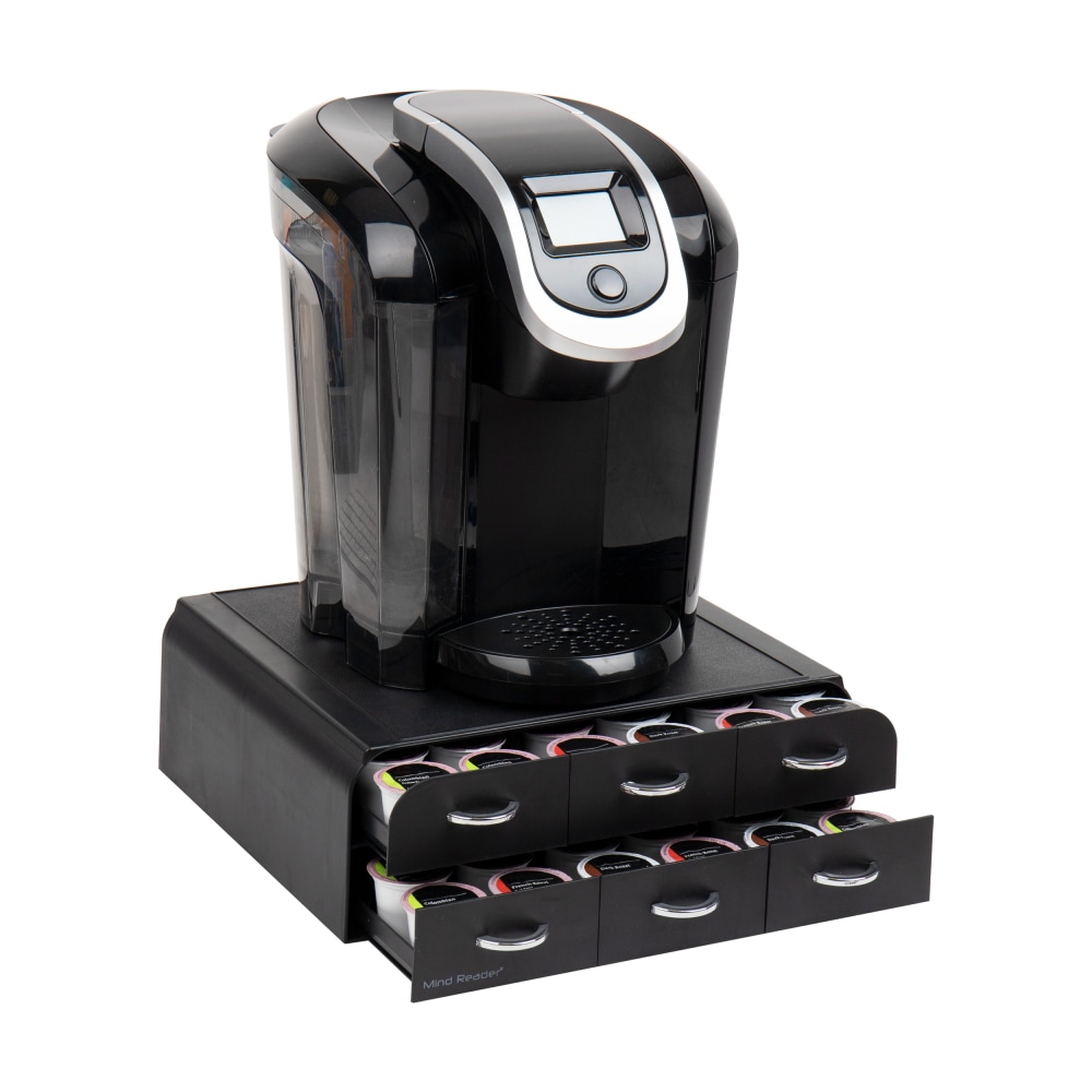 Mind Reader 2-Tier 6-Drawer Single Serve Coffee Pod Drawer, 4-3/4inH x 12-1/4inW x 14inD, Black MPN:TRY6PC-BLK