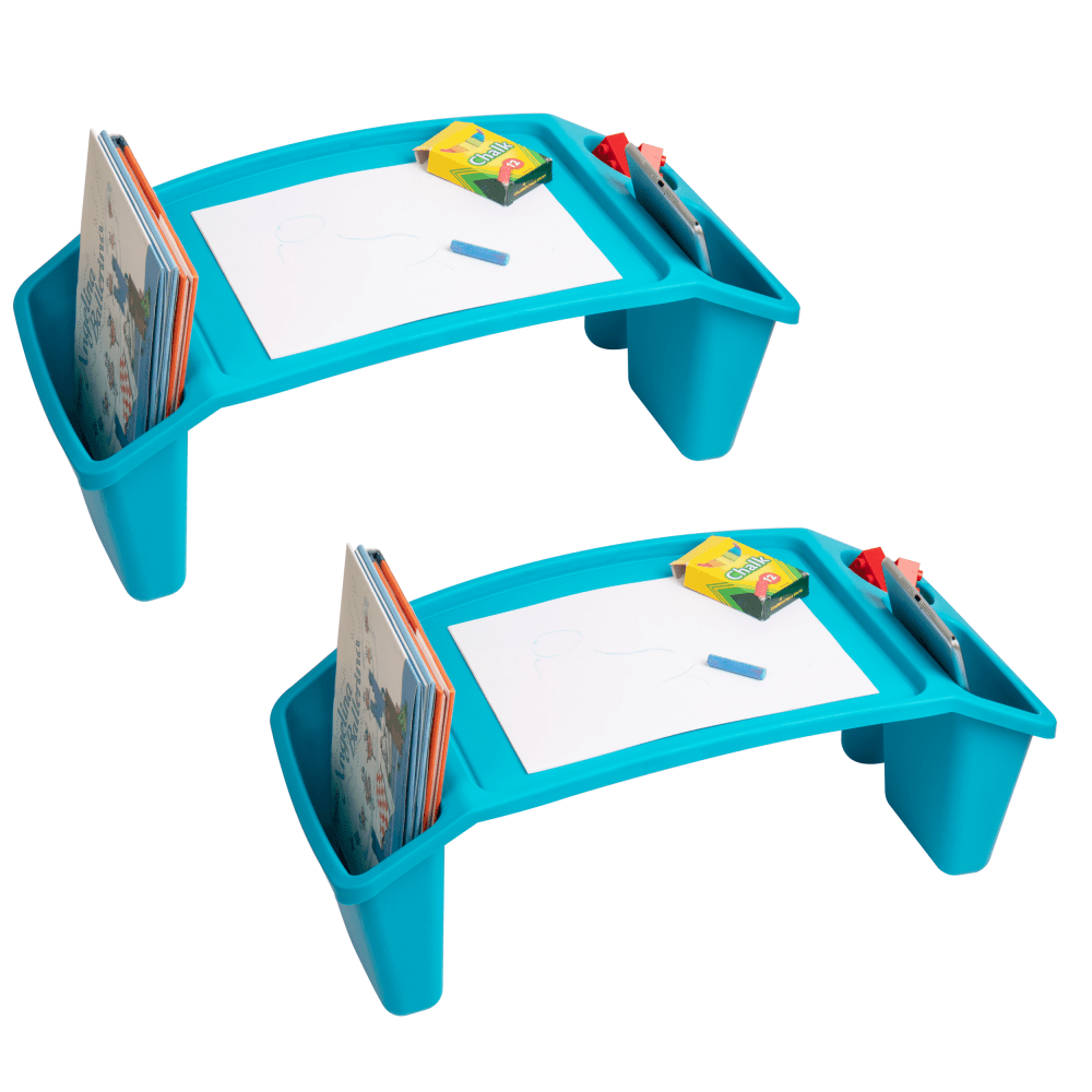 Mind Reader Kids Lap Desk Activity Tray Portable Drawing Lap Desk With Side Storage, 8-1/2inH x 10-3/4inW x 22-1/4inD, Blue, Set Of 2 MPN:2KIDLAP-BLU