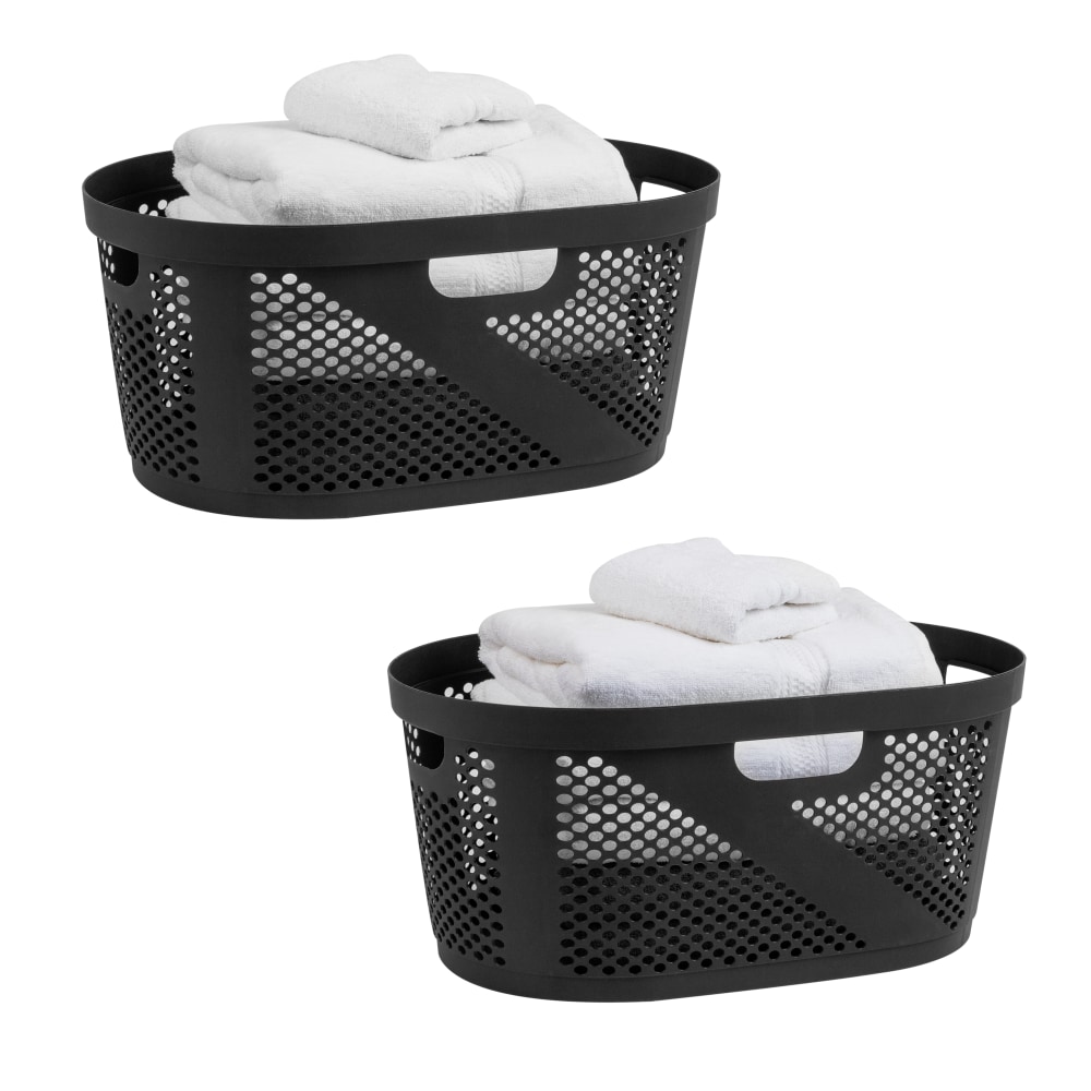Mind Reader Laundry Basket/Clothes Hampers, 40 L, 10-1/2inH x 14-1/2inW x 23inL, Black, Set Of 2 Hampers MPN:2HHAMP40-BLK