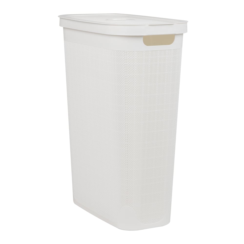 Mind Reader Linen Design Laundry Hamper, 40 L, 23-1/2inH x 10-3/4inW x 18-1/2inL, White MPN:40FABHAMP-WHT