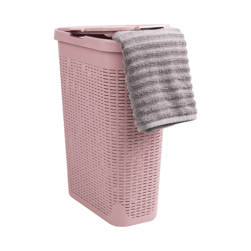 Mind Reader 40L Slim Laundry Hamper Clothes Basket with Lid, 23-1/2inH x 10-52/5inW x 18inD, Pink MPN:40HAMP-PNK