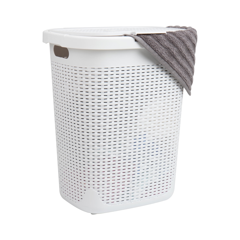 Mind Reader 50L Slim Laundry Hamper Clothes Basket With Lid, 21inH x 13-3/4inW, White MPN:50HAMP-WHT