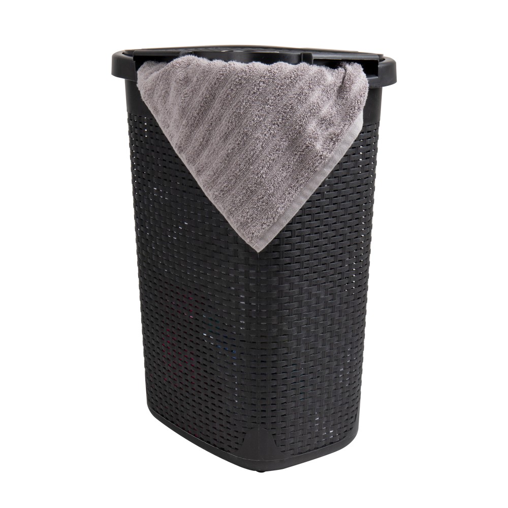 Mind Reader 60L Slim Laundry Hamper Clothes Basket With Lid, 24-3/20inH x 13-3/4inW x 17-13/20inL, Black MPN:60HAMP-BLK