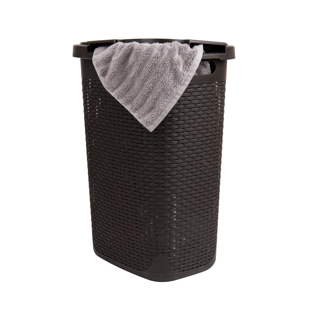 Mind Reader 60L Slim Laundry Hamper Clothes Basket With Lid, 24-3/20inH x 13-3/4inW x 17-13/20inL, Brown MPN:60HAMP-BRN