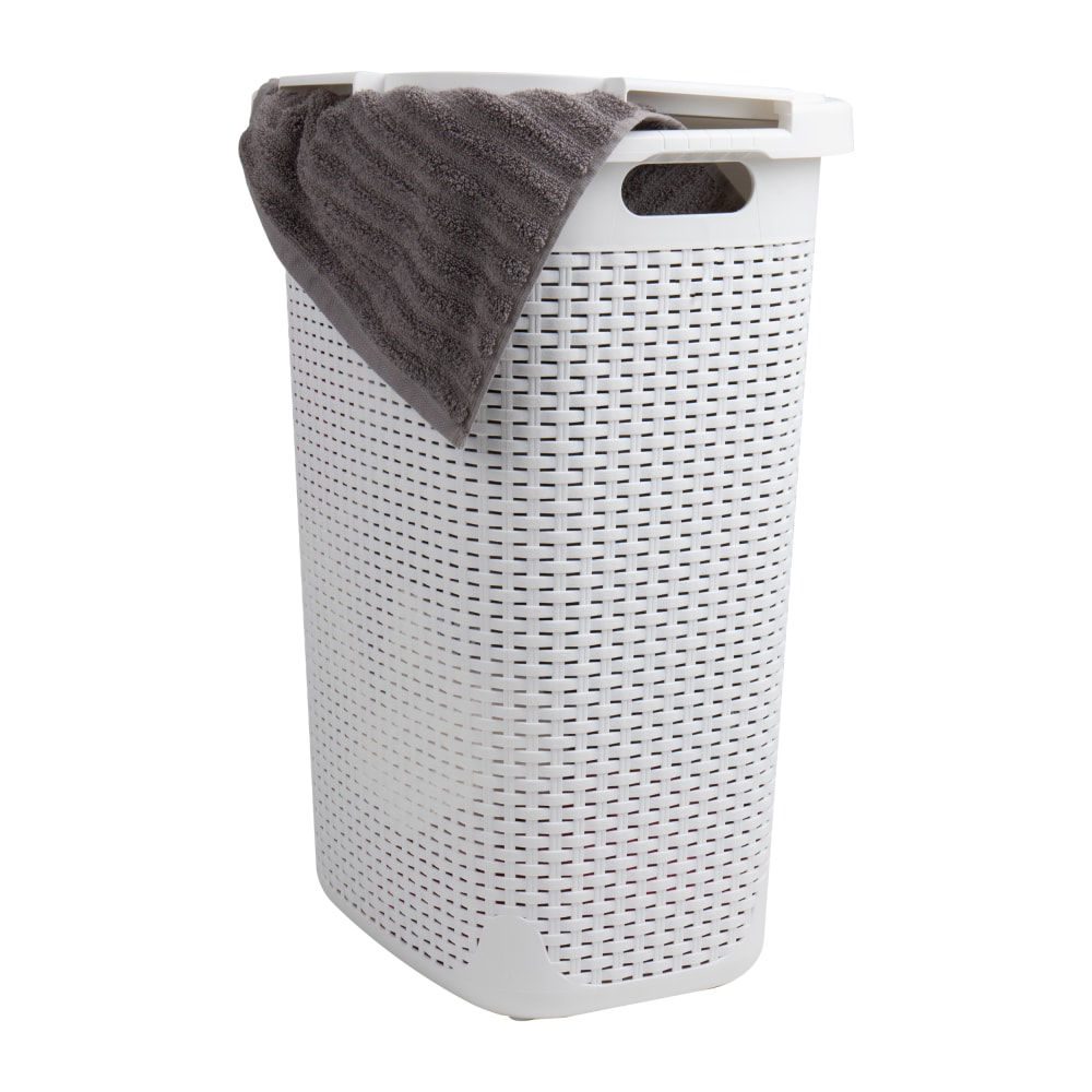 Mind Reader 60L Slim Laundry Hamper Clothes Basket With Lid, 24-3/20inH x 13-3/4inW x 17-13/20inL, White MPN:60HAMP-WHT