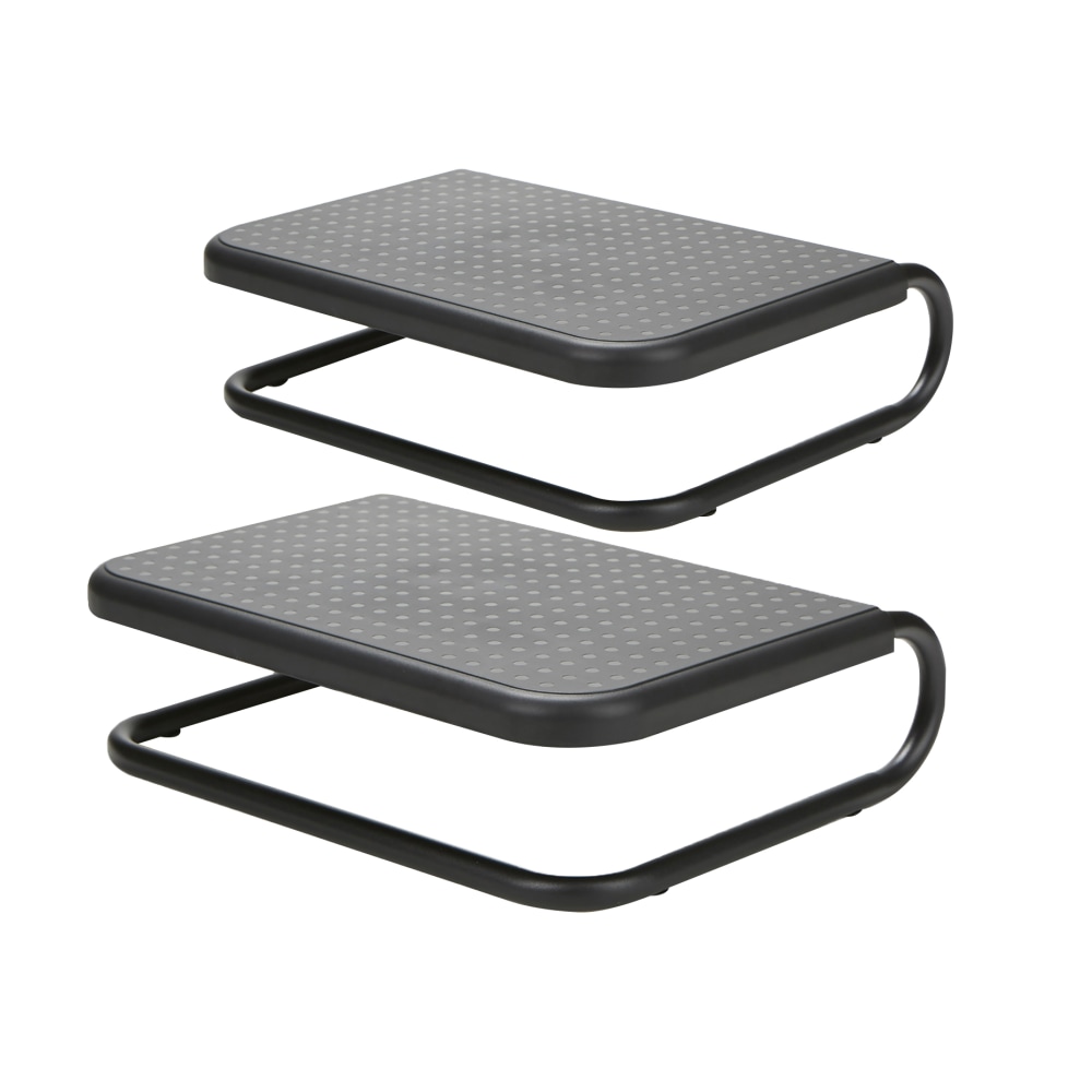 Mind Reader Monitor Stand Ventilated Laptop Riser Desktop Organizer, 4 1/4inH x 11inW x 14 1/4inD, Black, Set of 2 MPN:2CHORDMON-BLK