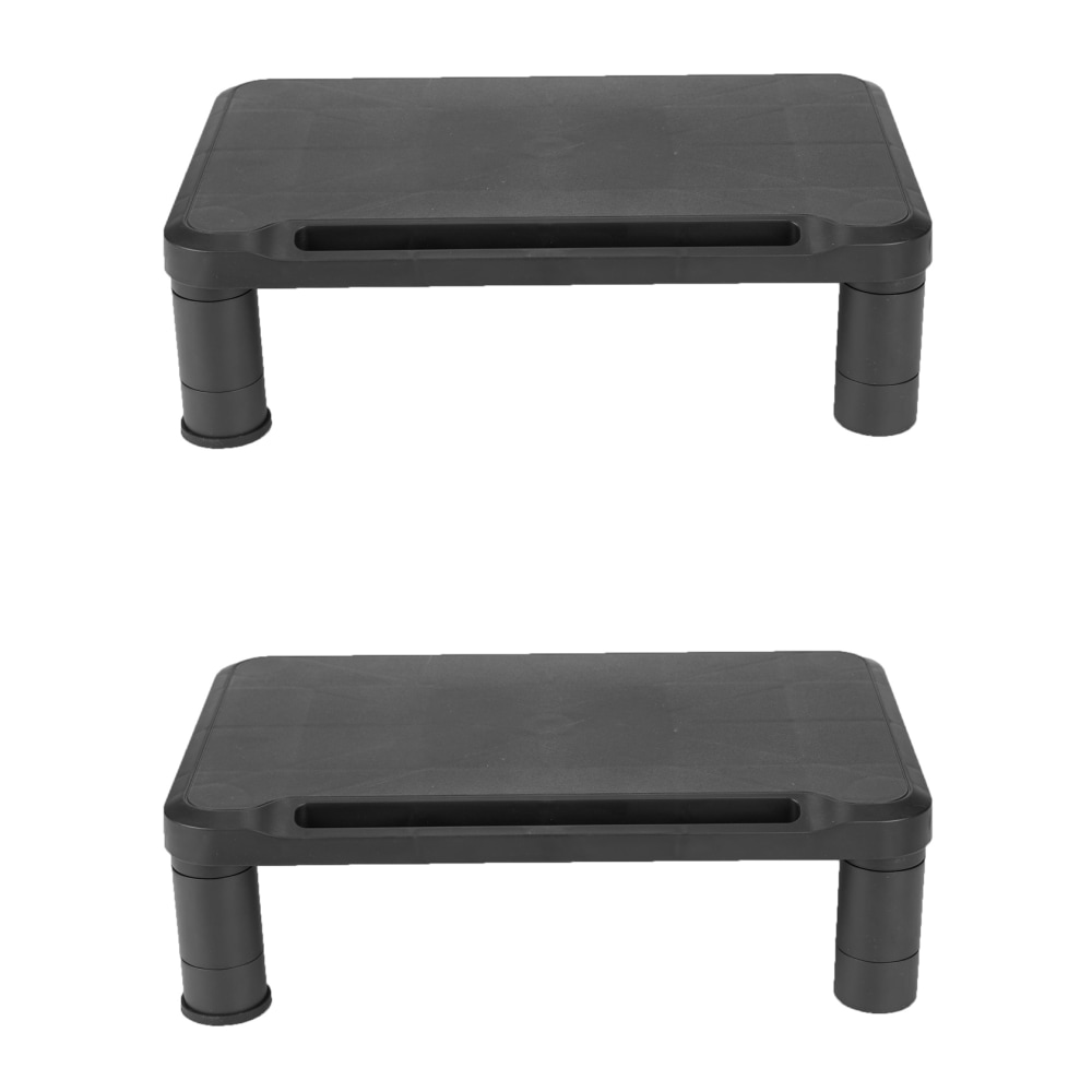 Mind Reader Plastic Monitor Stand Height Adjustable Laptop Computer Riser, 5-1/4inH x 10-1/2inW x 14-1/2inD, Black, Set of 2 Stands MPN:2SMPLMON-BLK
