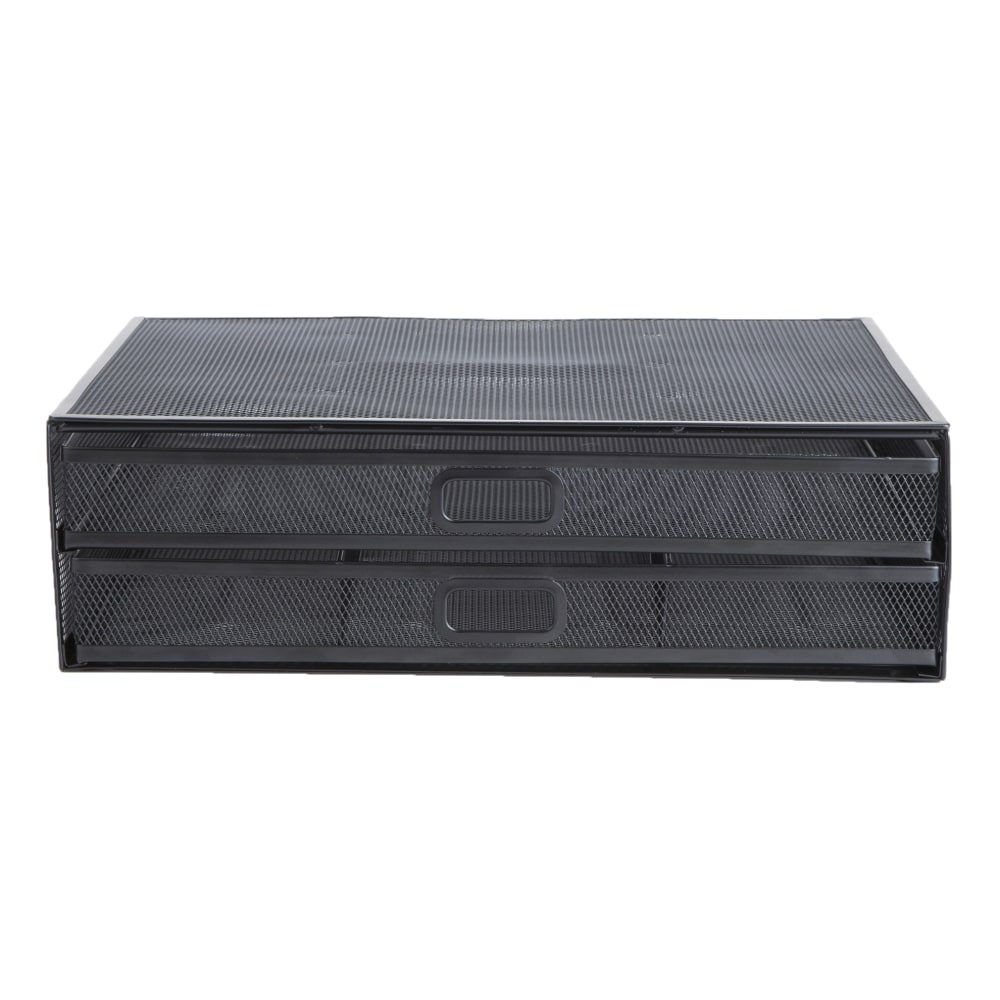 Mind Reader Metal Monitor Stand Ventilated Laptop Riser Storage Drawer, 4-1/2inH x 12inW x 15-3/4inD, Black MPN:2TDMESHY-BLK